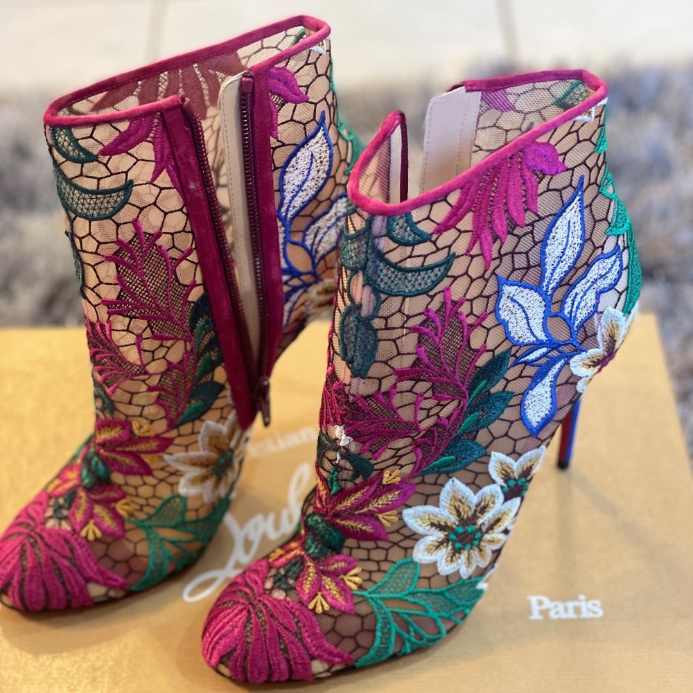 COPY - Christian Louboutin Floral Booties